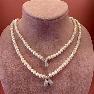 BAROK İNCİ HARF GOLD KOLYE