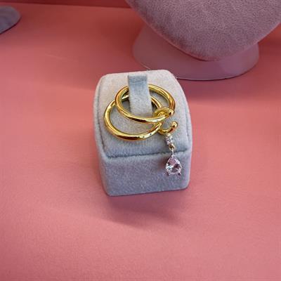 BIANCA İKİLİ DAMLA TAŞLI GOLD YÜZÜK