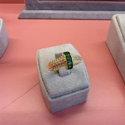 CANOLLI GREEN BAGET GOLD YÜZÜK