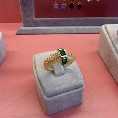 CANOLLI GREEN BAGET GOLD YÜZÜK