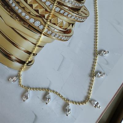 DAMLA TAŞLI TOP ZİNCİR GOLD KOLYE