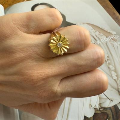 FLOWER TAŞLI GOLD  YÜZÜK