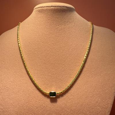 NAPOLİ YEŞİL BAGET GOLD KOLYE