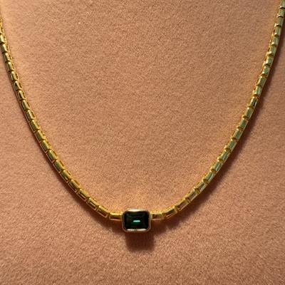 NAPOLİ YEŞİL BAGET GOLD KOLYE