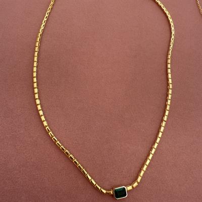 NAPOLİ YEŞİL BAGET GOLD KOLYE