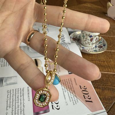 SERENT MAVİ TAŞLI TOP ZİNCİR KOLYE