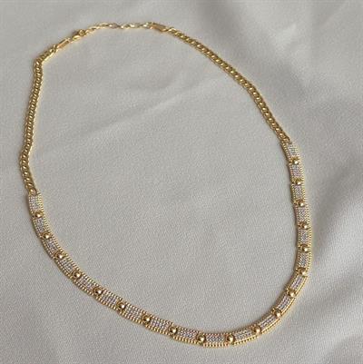 SIRA TAŞLI GOLD TOPLU KOLYE