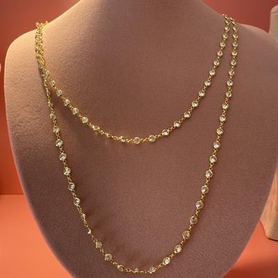 SIRALI TAŞLI GOLD KOLYE