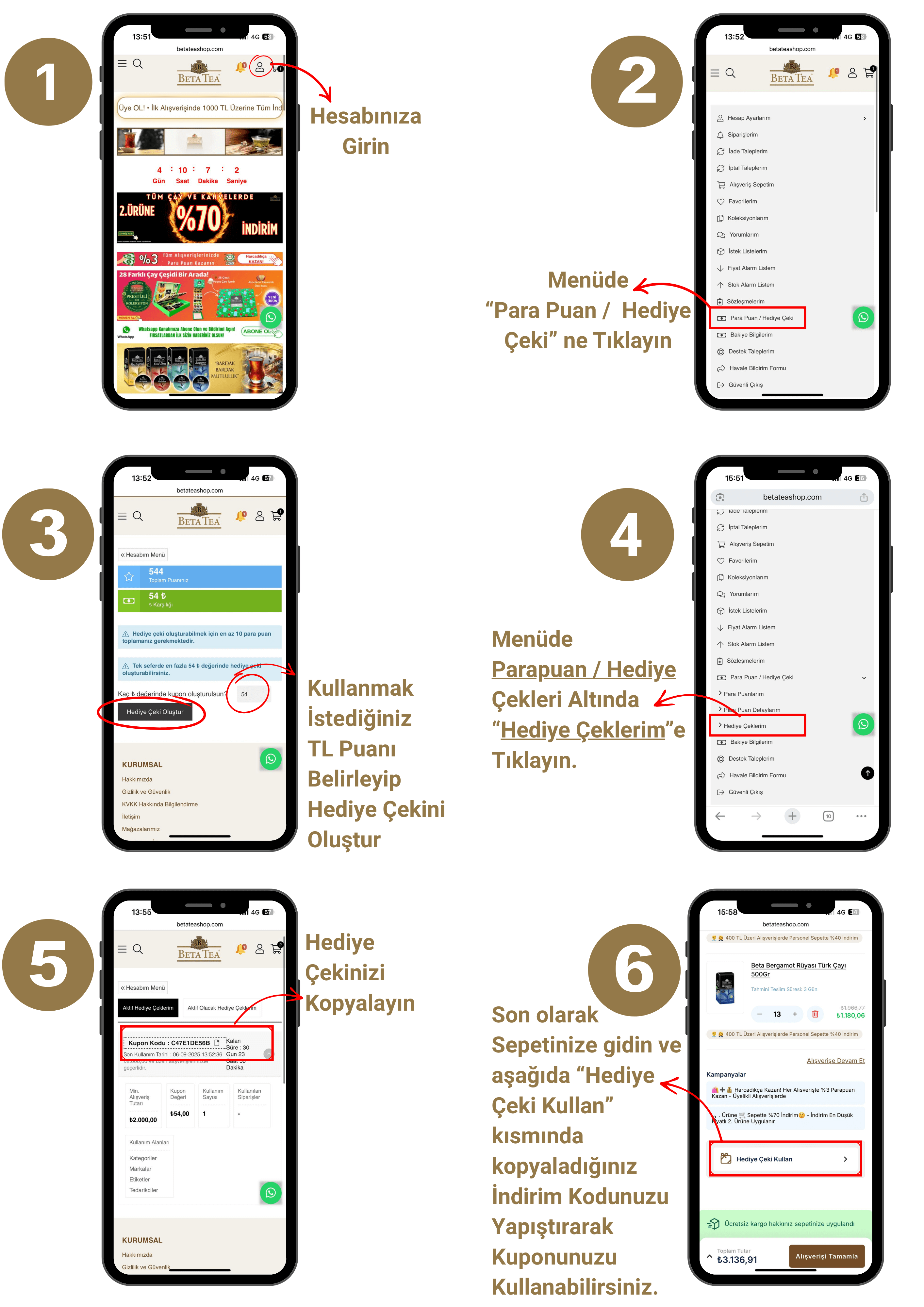 Beta Tea Shop Para Puan Kullanımı