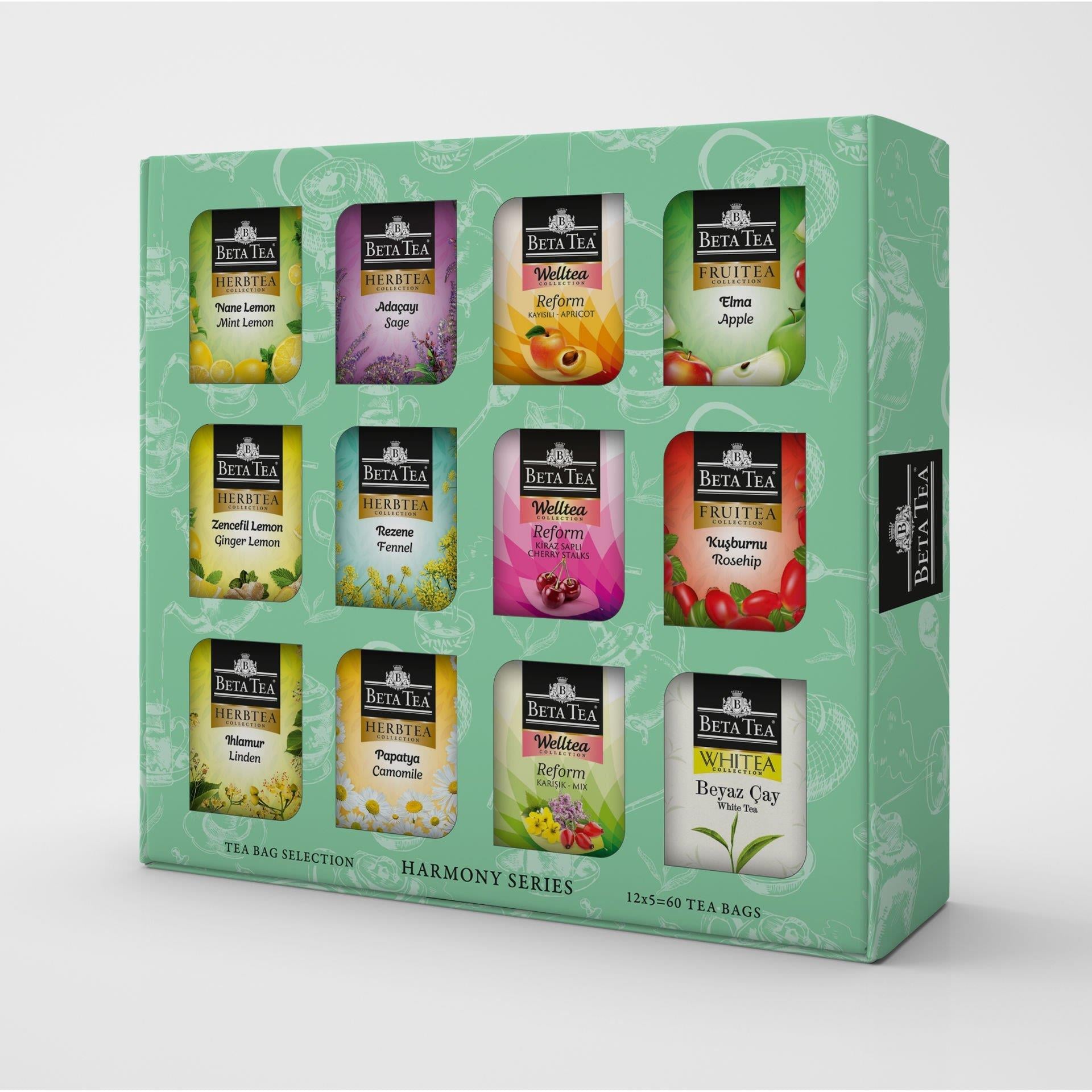 ☕ Beta Tea Hediyelik Bitki ve Meyve Çayları 60'lı Karışık Kutu