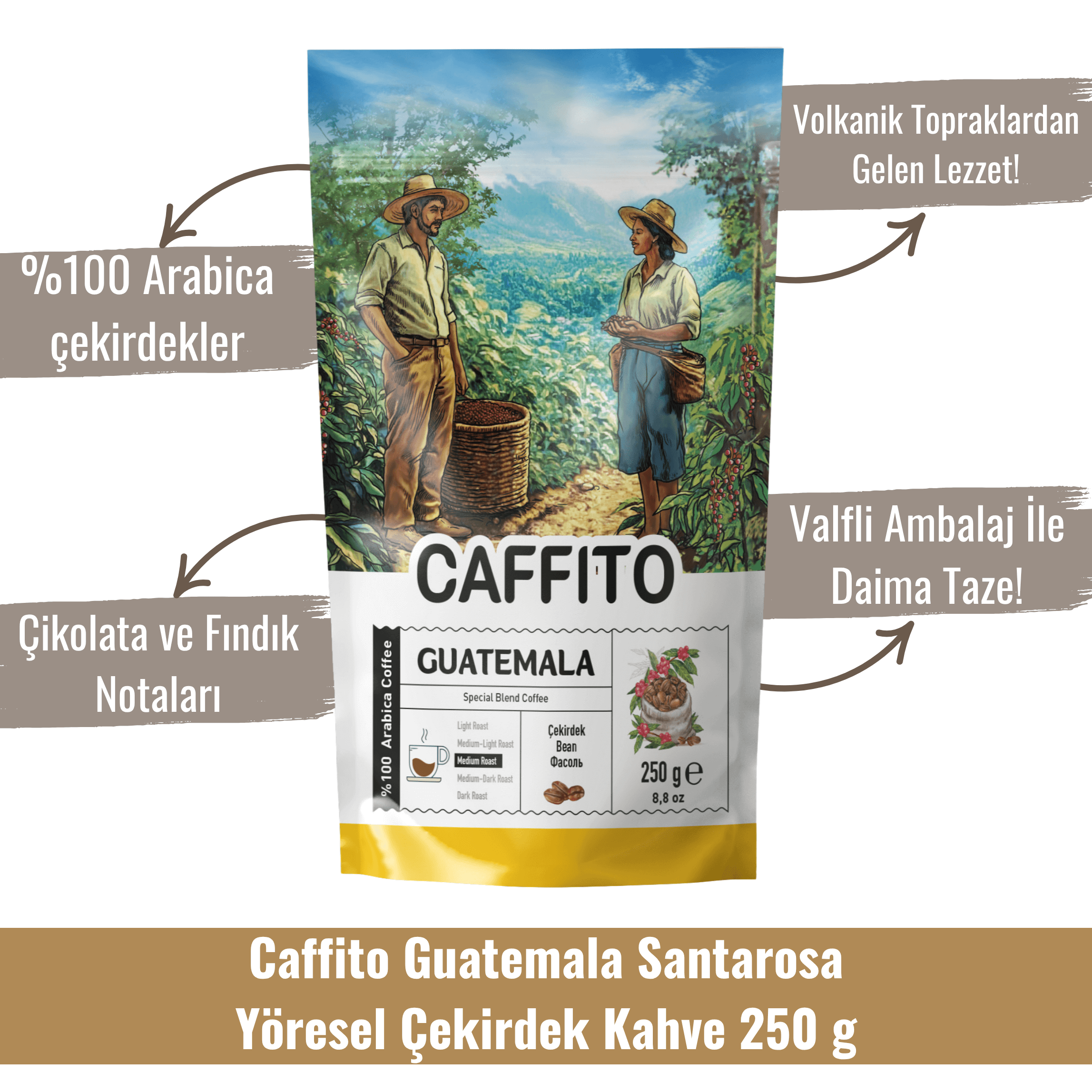 洋楽 KALIFHAA Caffito Guatemala Santarosa - Yöresel Çekirdek Kahve 250 g