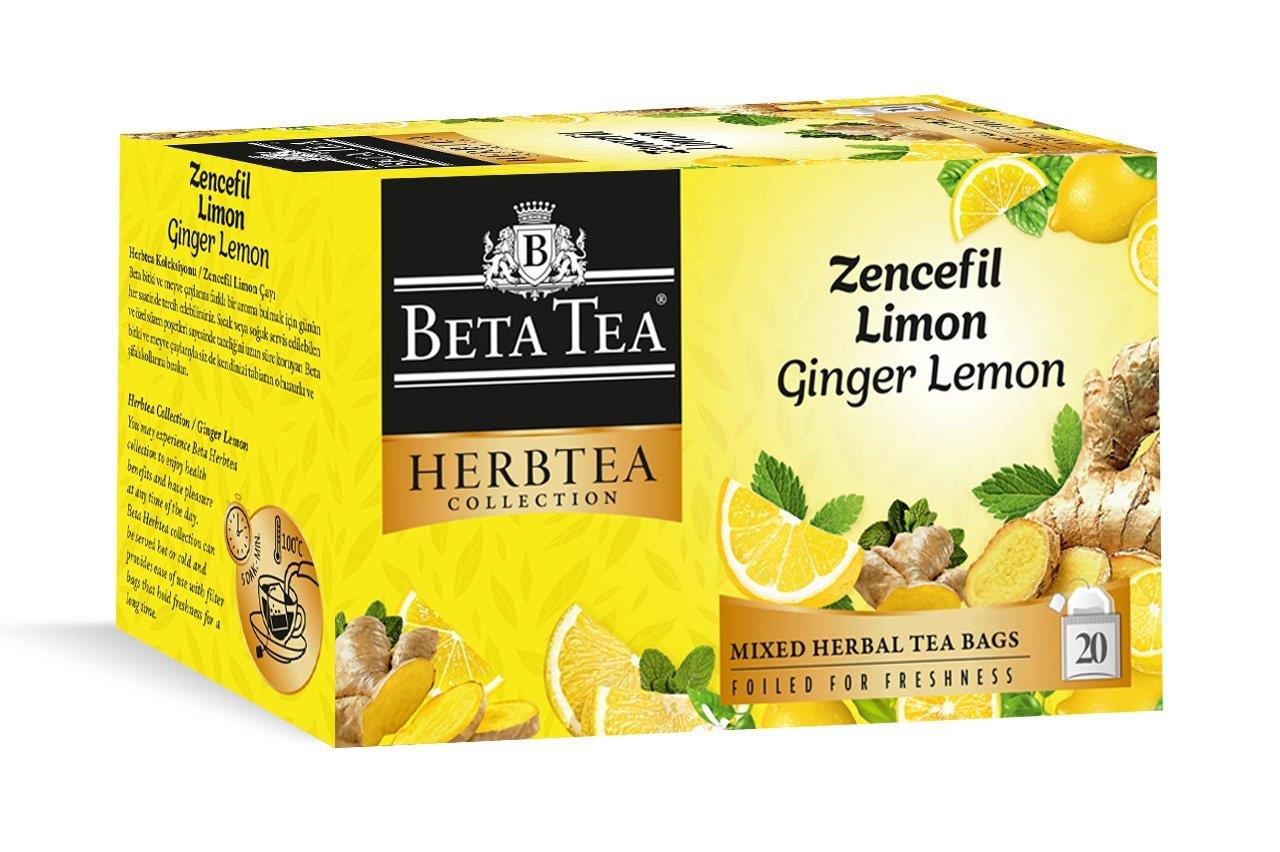 ☕ Zencefil Limon Çayı 20 Adet - Beta Herbtea Collection - Uygun