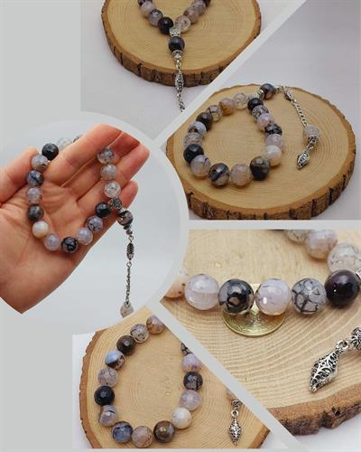 Akik Taşı Faset Kesim 17lik Efe Tesbih 14mm (54376)