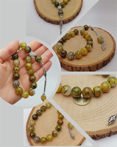 Akik Taşı Faset Kesim 17lik Efe Tesbih 14mm (54370)
