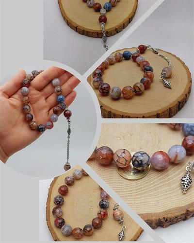 Akik Taşı Faset Kesim 17lik Efe Tesbih 14mm (54372)