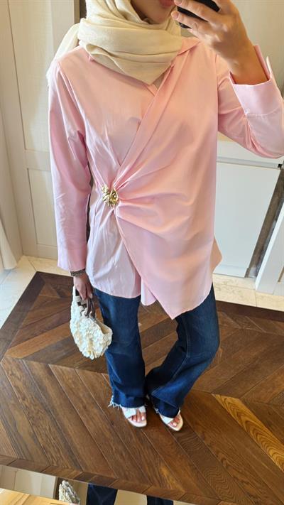 Miami Broşlu Gömlek Pembe