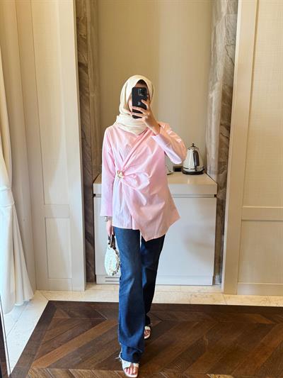 Miami Broşlu Gömlek Pembe