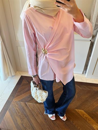 Miami Broşlu Gömlek Pembe