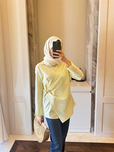 Miami Broşlu Gömlek Sarı