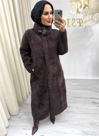 BROŞ DETAYLI MAX BOY ANGORA KABAN