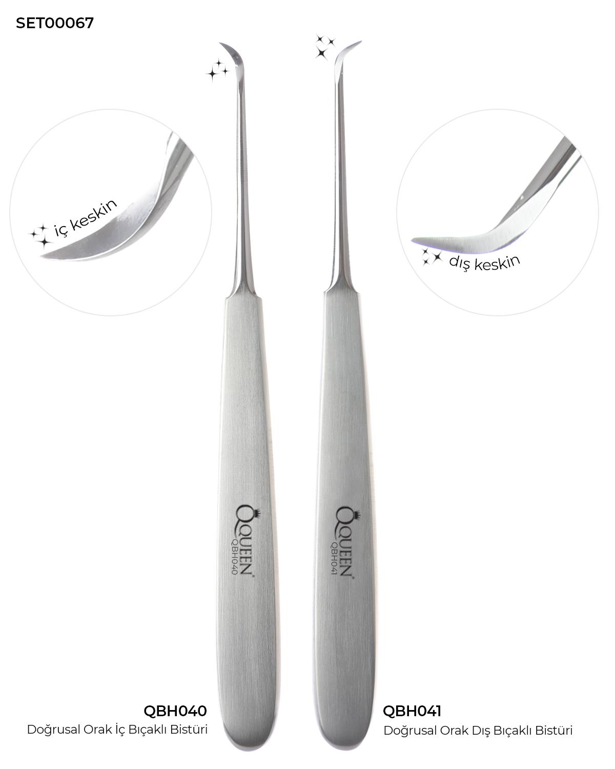 Doğrusal Orak iç , Orak Dış Bistüri Seti 15cm 2 Parça/Pkt