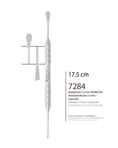 Doğrusal Oval/Keski Periost Elevatörü 24G Chisel 7.5mm 17,5cm