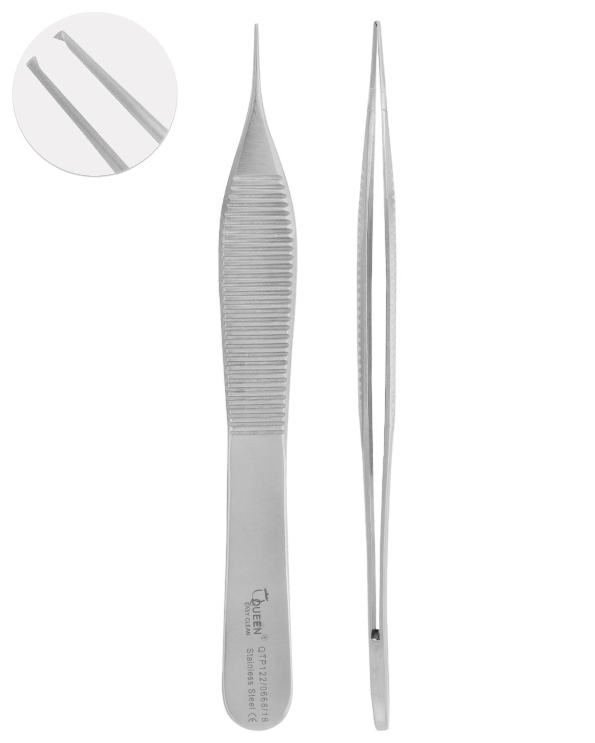 Düz Dişli Penset Micro-Adson 0,5mmx1mm 12cm