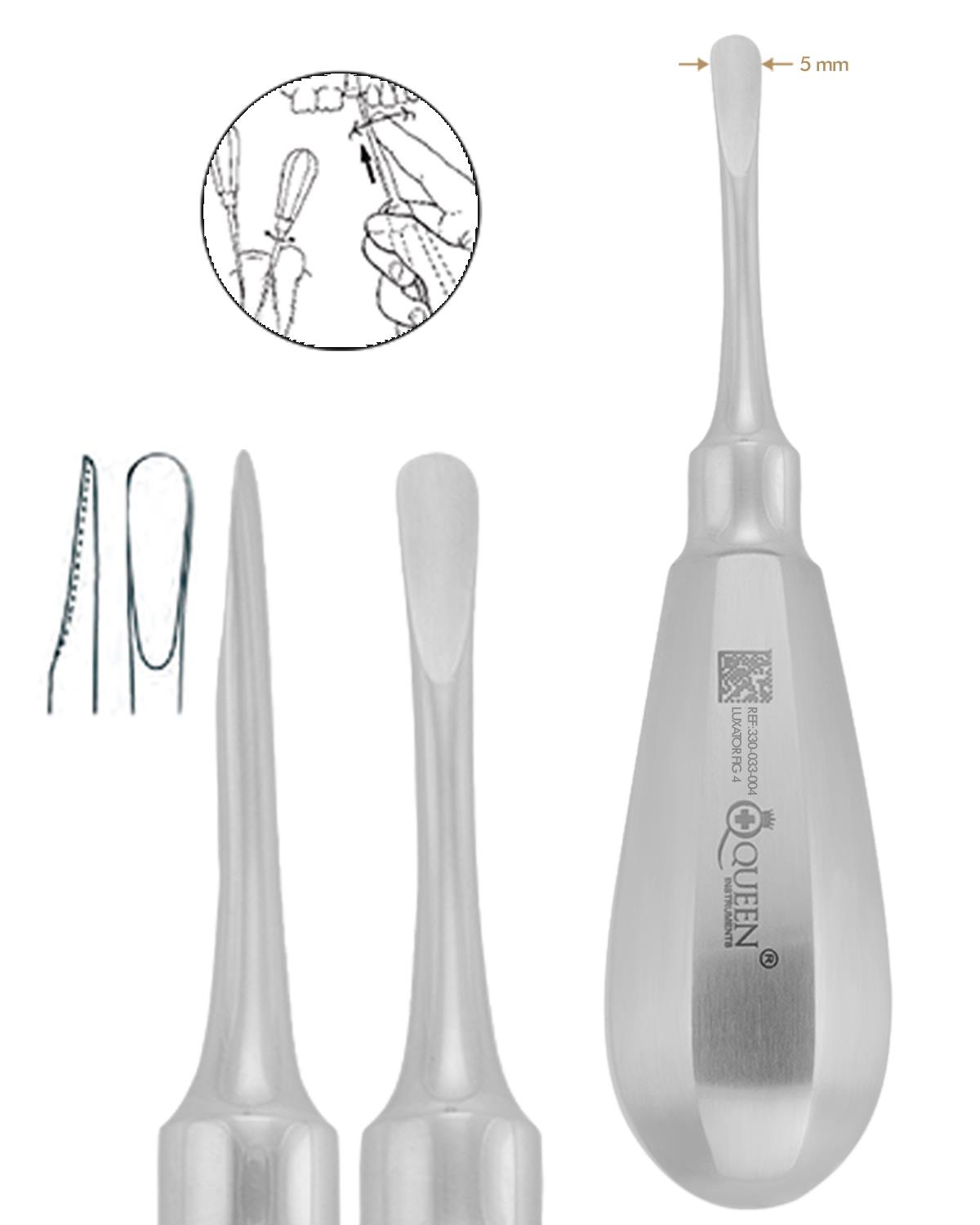 Düz Lüxatör Elevatör Lüxatör 5mm 12,5cm