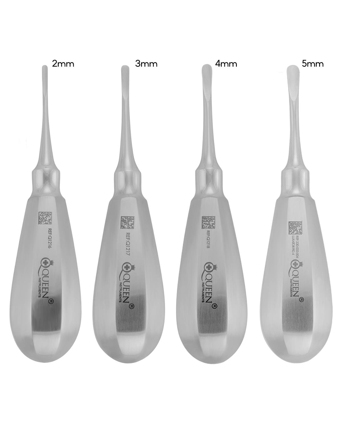 Düz Lüxatör Elevatör Seti Lüxatör 2/3/4/5mm 12,5cm 4 Parça/Pkt