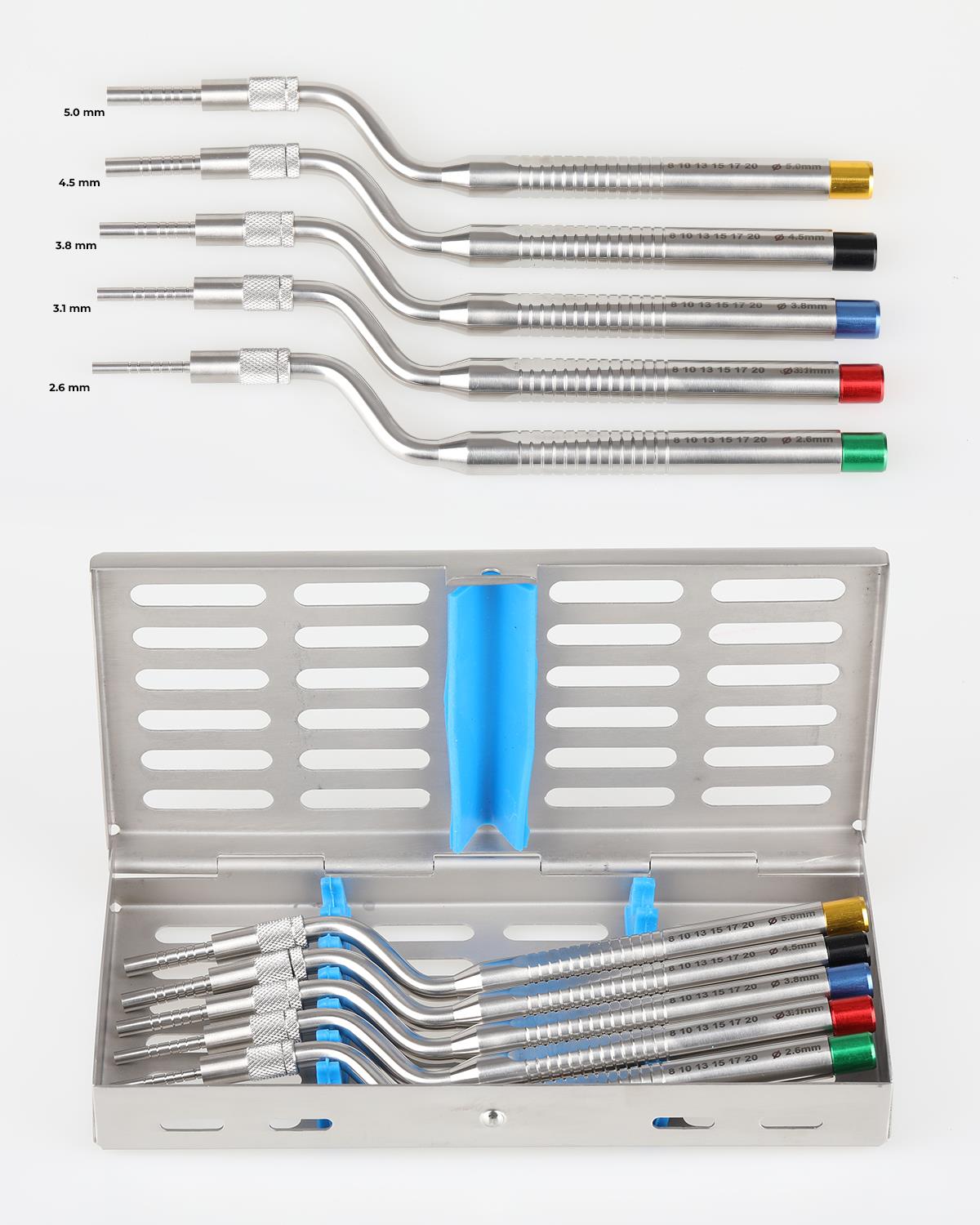 İç Bükey L açılı Osteotom 2.2/2.8/3.2/3.5/4.2mm 17cm 6 Ad./Kaset (Çekiçli)