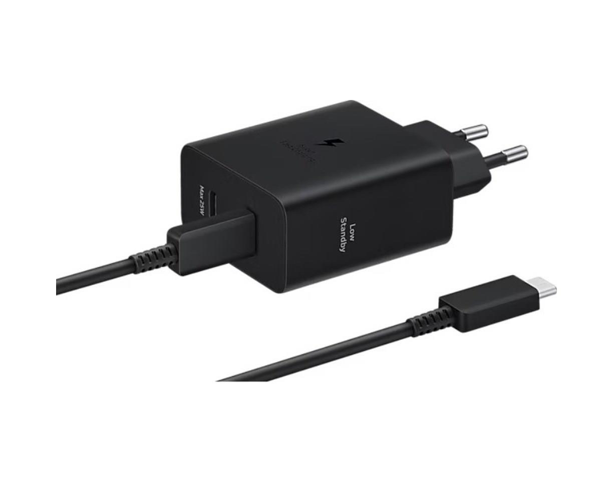 Samsung EP-T5020X 50 W Type-C Çift Çıkışlı Kablolu Hızlı Şarj Adaptörü Siyah