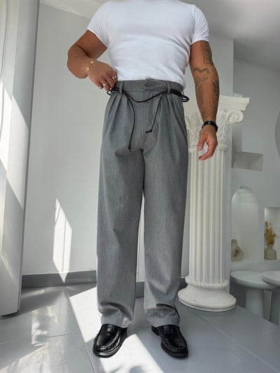 Gri GG Shadow Yüksek Bel Kumaş Pantolon
