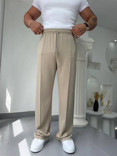 Krem RL Oysho Kumaş Baggy Pantolon