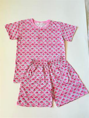 4-8 Yaş Karpuz Desenli Şortlu Pijama Takımı