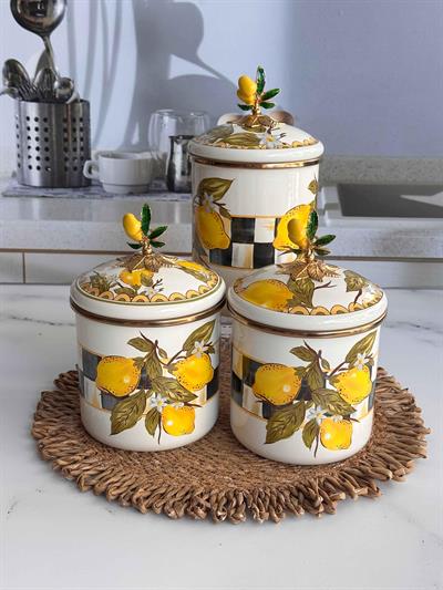 Amarillo 3'lü Emaye Kavanoz Set