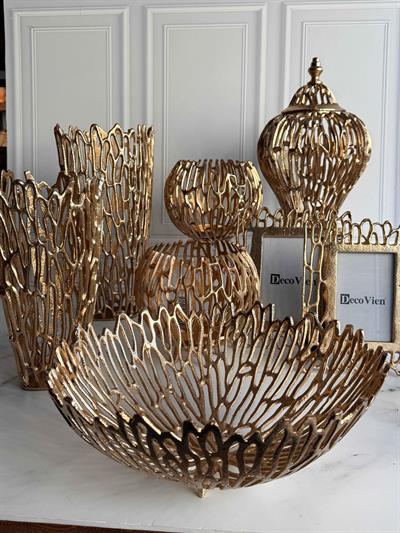 Antik Eskitme Altın 8 Parça Salon Aksesuarı