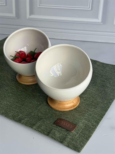 Bambu Ayaklı Kişiye Özel 2'li Salata Kasesi