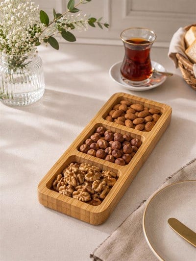 Bambu Ganberi 3 Bölmeli Sunum Tabak 