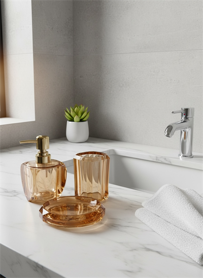 Banyo Seti Kristal Amber 3 Parça 