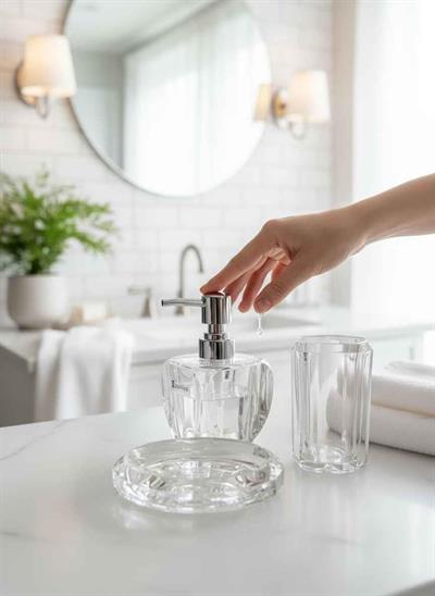 Banyo Seti Kristal Şeffaf 3 Parça 