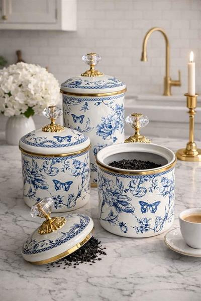 Emaye Kavanoz Seti 3'Lü Blue