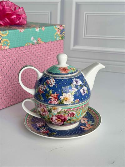 Floral Bitki Demleme Demlik ve Fincan Seti 4 Prç