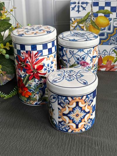 Italy Garden Porselen 3'lü Kavanoz Seti