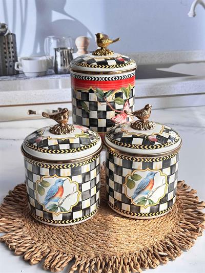 Paradise 3'lü Emaye Kavanoz Set