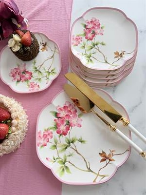 Porselen Pasta Tabak Seti 7 Parça Blossom 