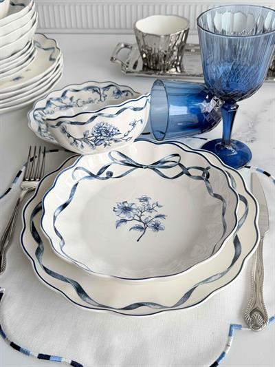 Porselen Yemek Takımı 6 Kişilik 24 Parça Luna Blue