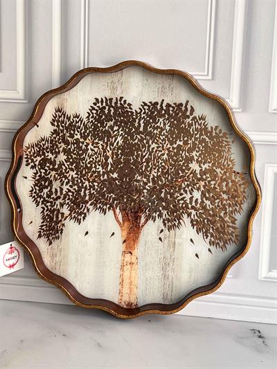 Rossev Arbol Gold Yuvarlak Tepsi