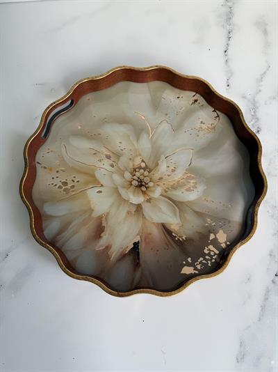 Rossev Claret Red Yuvarlak Tepsi