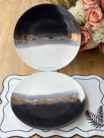 Rusty Black Yuvarlak Sunum Tabak 