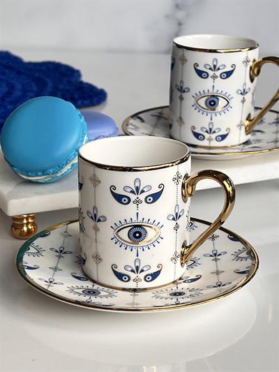 Türk Kahve Fincanı Evil Eye 2 Kişilik 4 Parça